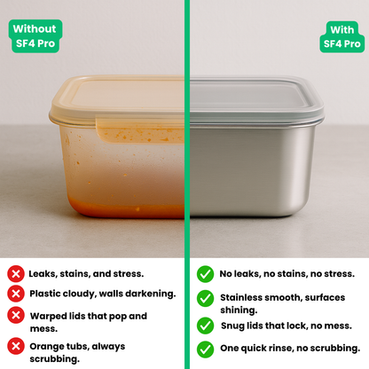 Airtight lid detail on SF4 PRO leak-proof steel container