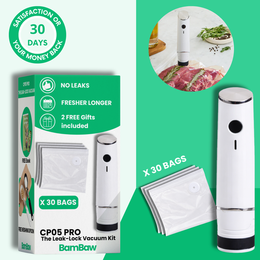 CP05 PRO leak-lock vacuum food storage containers on kitchen shelf