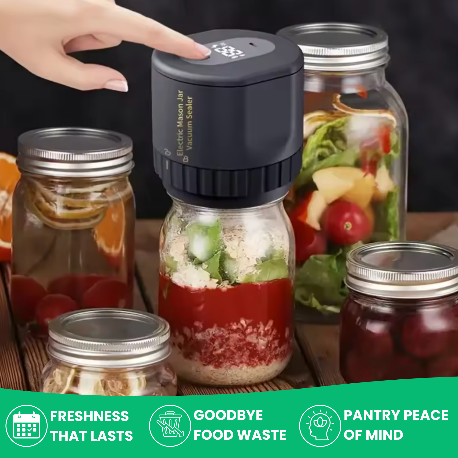 J50 PRO jar sealer with various jar sizes – universal compatibility
