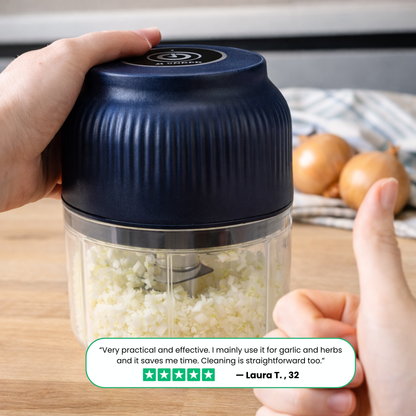 OP1 PRO food chopper dicing vegetables in seconds