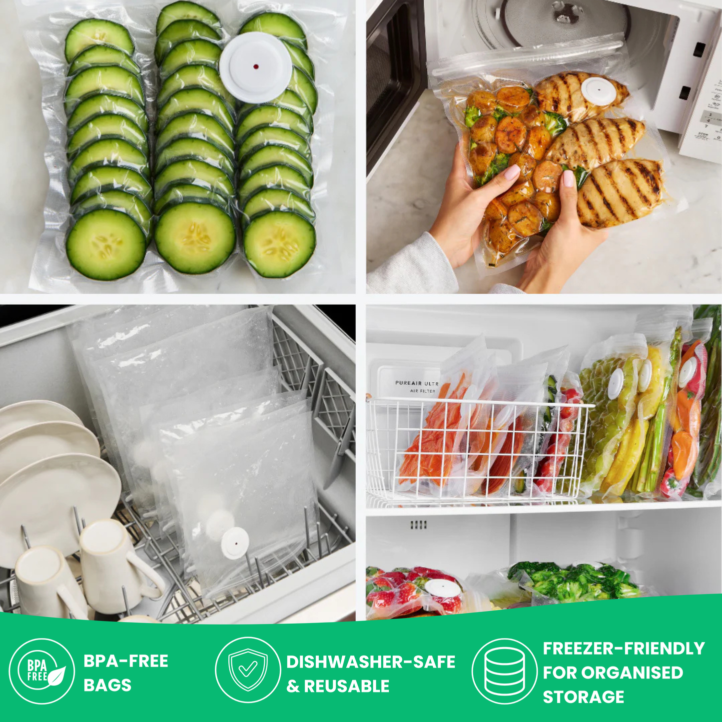 CP05 PRO containers filled with meal prep ingredients in fridge