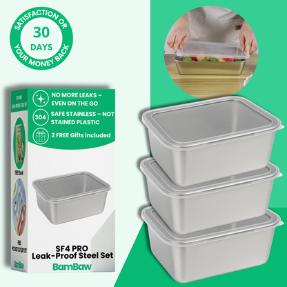 SF4 PRO leak-proof stainless steel food containers set with airtight lids