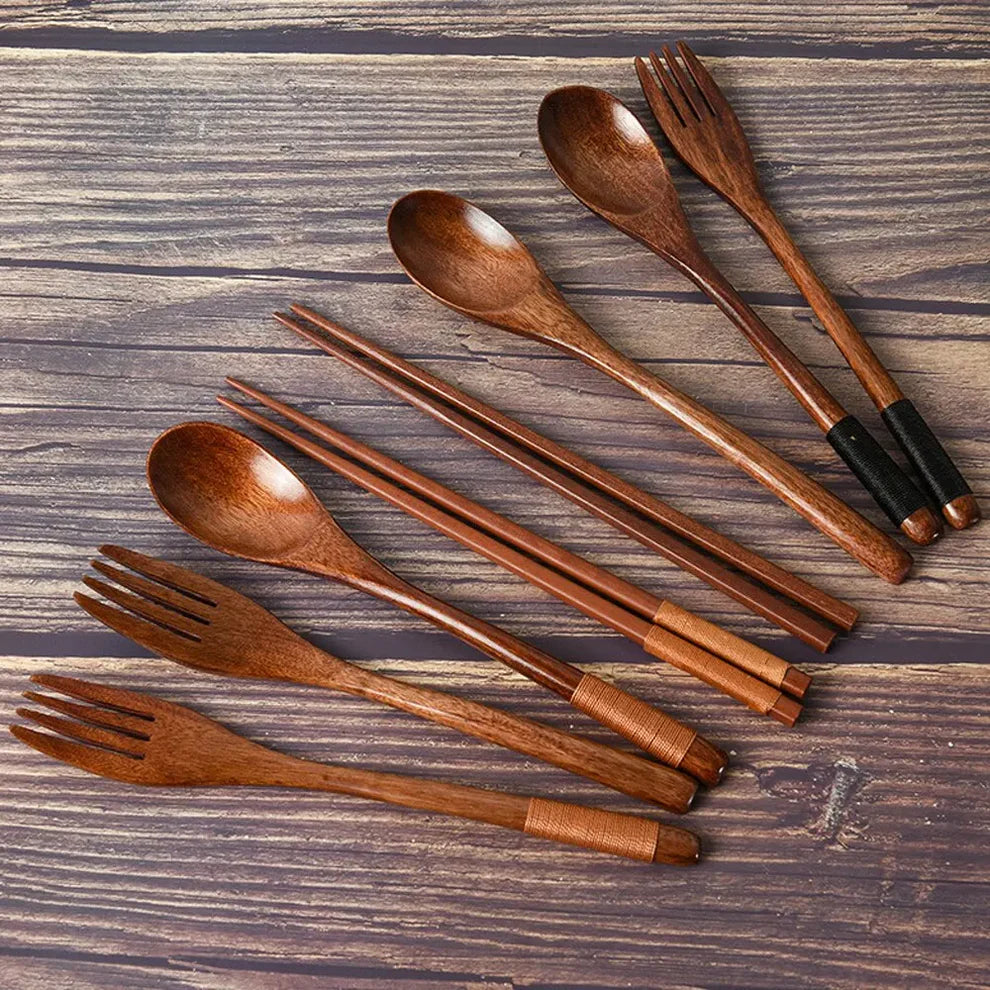 Close-up of Zen Elegance cutlery handles showing matte black finish