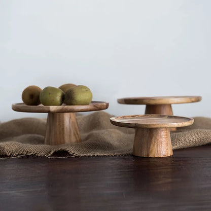 Oakline wooden cake stand with a frosted cake on display – elegant kitchen centrepiece