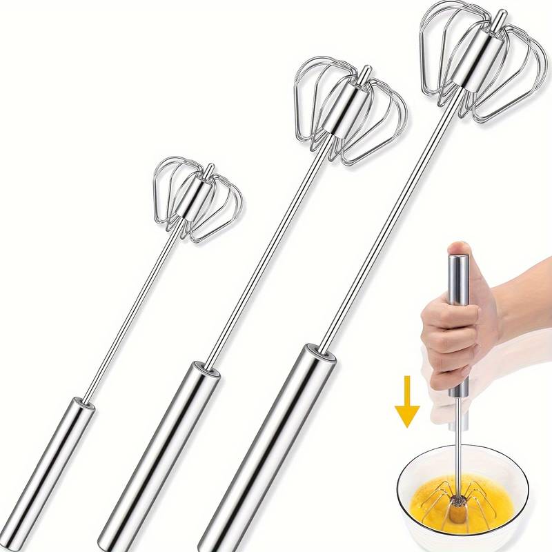 Semi-automatic whisk beside mixing bowl – compact egg beater for everyday cooking