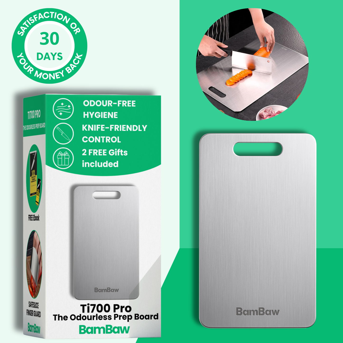 Ti700 Pro odourless chopping board on clean kitchen worktop